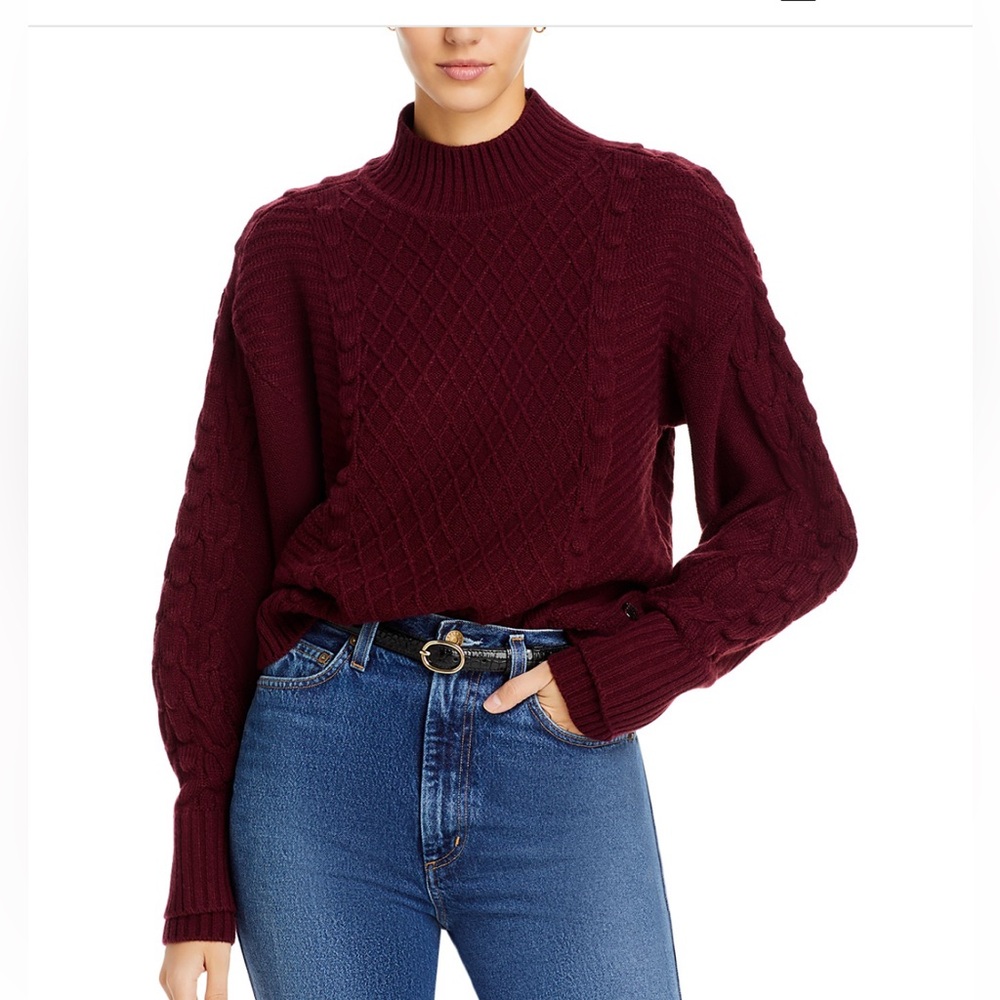Karl Lagerfeld Burgandy Heavy Cable Knit Sweater  NWT